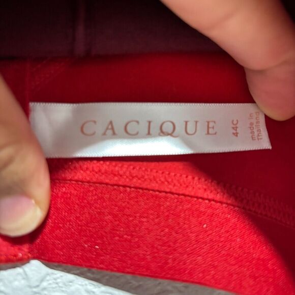 NWT Cacique Women's Bra Red 44C Floral Full-Coverage Lace Trim Wire-Free - Picture 8 of 9